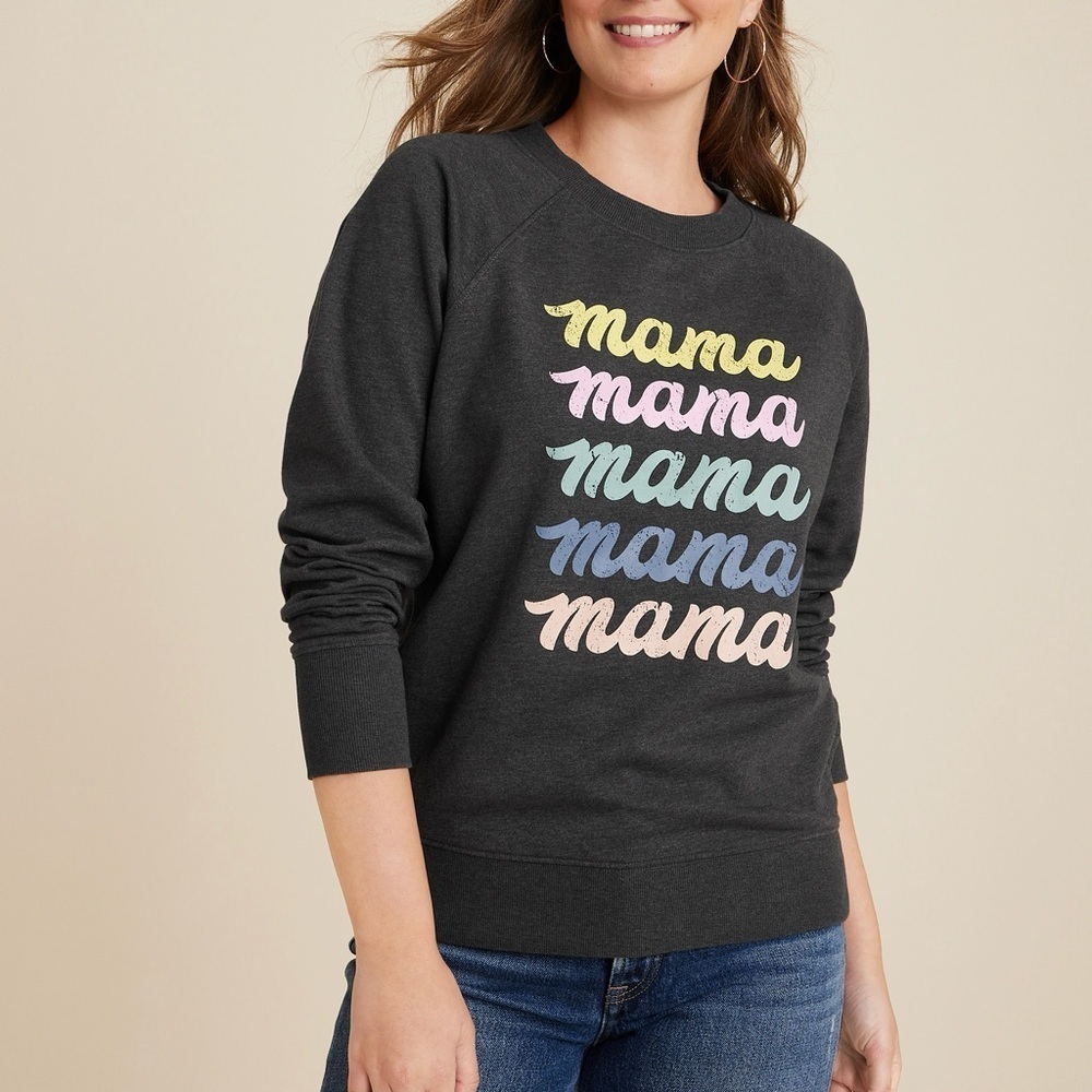 Maurices Mama Relaxed Fit Sweatshirt Dark Gray Pastel Graphic Xlarge Women’s